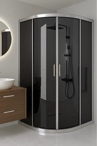 Duşakabin Oval Temperli Füme Cam Krom Profil 190 cm